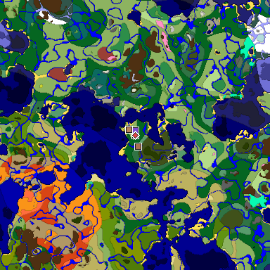 Predicted biome map of Java 26.3 seed -7804746363052719875 around estimated spawn