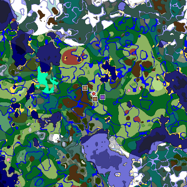 Predicted biome map of Java 26.3 seed 3197394746346467247 around estimated spawn