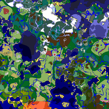 Predicted biome map of Java 26.3 seed 3367919903909455904 around estimated spawn