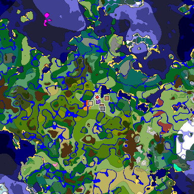 Predicted biome map of Java 26.3 seed -1330002185346619193 around estimated spawn