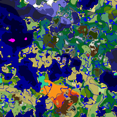 Predicted biome map of Java 26.3 seed -5489150670150671959 around estimated spawn