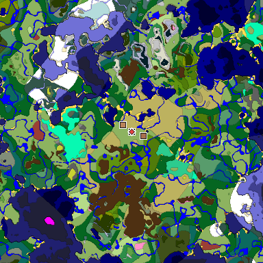 Predicted biome map of Java 26.3 seed 9219597356514929335 around estimated spawn