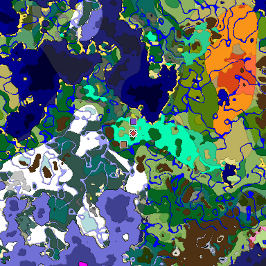 Predicted biome map of Java 26.3 seed 1835692116122134755 around estimated spawn