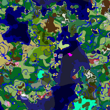 Predicted biome map of Java 26.3 seed 8237199656887564193 around estimated spawn