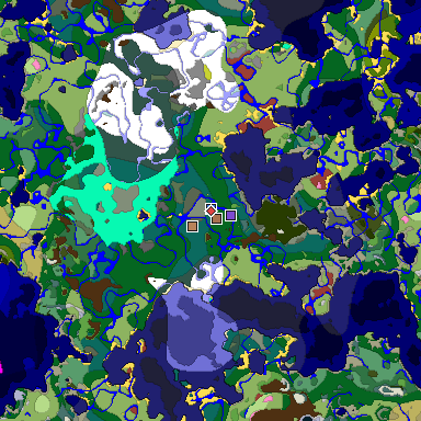 Predicted biome map of Java 26.3 seed -7855050082115067375 around estimated spawn