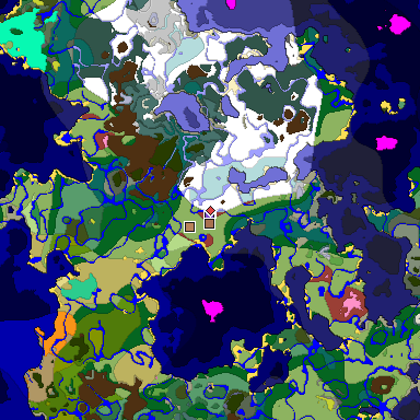 Predicted biome map of Java 26.3 seed -1784128690307442775 around estimated spawn