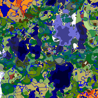 Predicted biome map of Java 26.3 seed -193640394709624062 around estimated spawn