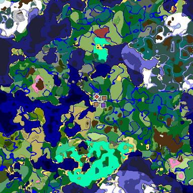 Predicted biome map of Java 26.3 seed 3209995880916993142 around estimated spawn