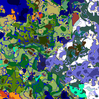 Predicted biome map of Java 26.3 seed -8457646062915930477 around estimated spawn
