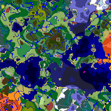 Predicted biome map of Java 26.3 seed 3371783000158367887 around estimated spawn