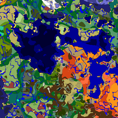Predicted biome map of Java 26.3 seed 8827976158826808169 around estimated spawn