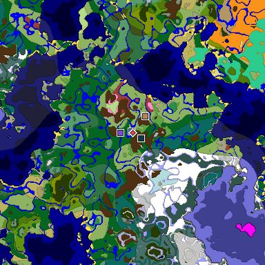 Predicted biome map of Java 26.3 seed 8582243673578117640 around estimated spawn