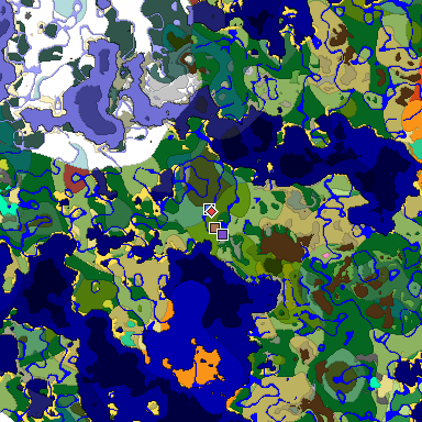 Predicted biome map of Java 26.3 seed -1220779251576344637 around estimated spawn