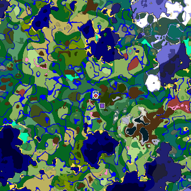 Predicted biome map of Java 26.3 seed 4161195817419602522 around estimated spawn