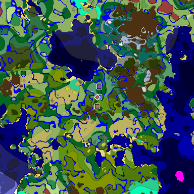 Predicted biome map of Java 26.3 seed -8208848177760674251 around estimated spawn