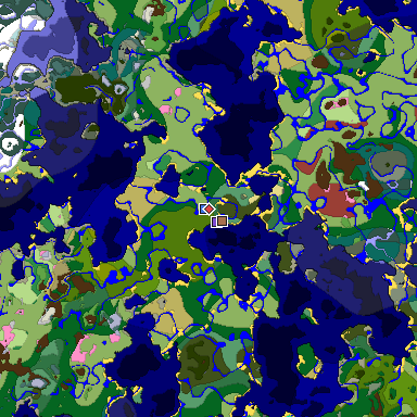 Predicted biome map of Java 26.3 seed 3411123642315483681 around estimated spawn