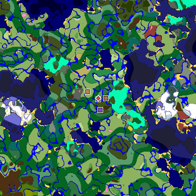 Predicted biome map of Java 26.3 seed 1556785436301878152 around estimated spawn
