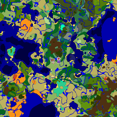 Predicted biome map of Java 26.3 seed -3539661080834796882 around estimated spawn