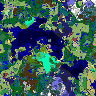 Predicted biome map of Java 26.3 seed 7604980977081838219 around estimated spawn