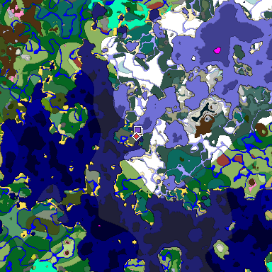 Predicted biome map of Java 26.3 seed 3806863965920160661 around estimated spawn