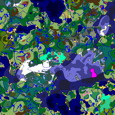 Predicted biome map of Java 26.3 seed -4106363873199567508 around estimated spawn