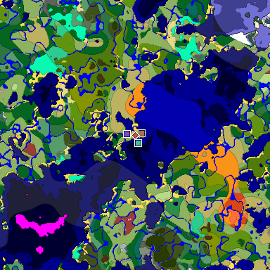 Predicted biome map of Java 26.3 seed 1034896054824202419 around estimated spawn
