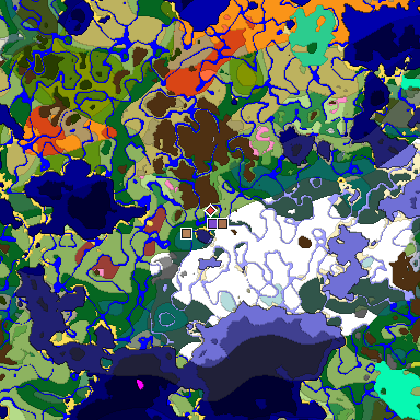 Predicted biome map of Java 26.3 seed -5957045830397328168 around estimated spawn