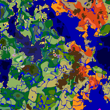 Predicted biome map of Java 26.3 seed -185442727160762308 around estimated spawn