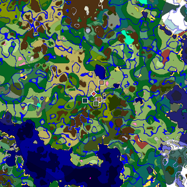Predicted biome map of Java 26.3 seed -5678733271369834272 around estimated spawn