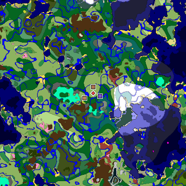 Predicted biome map of Java 26.3 seed -7045014691477907481 around estimated spawn