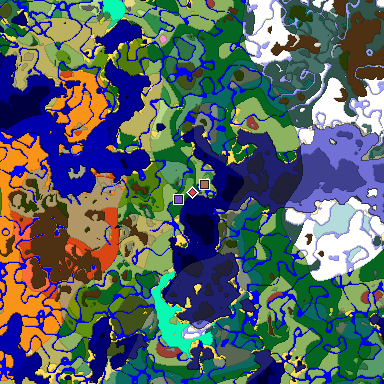Predicted biome map of Java 26.3 seed -5322356490352139614 around estimated spawn