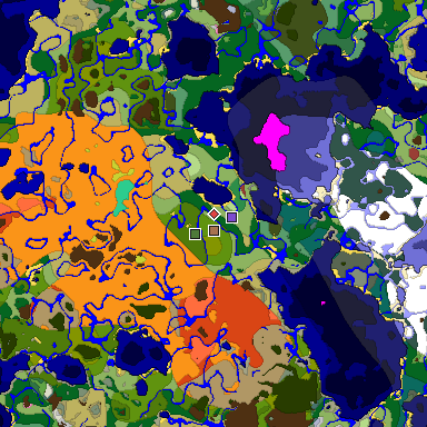 Predicted biome map of Java 26.3 seed -7275353158829232181 around estimated spawn