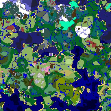 Predicted biome map of Java 26.3 seed -3724624613019569262 around estimated spawn