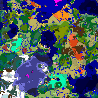 Predicted biome map of Java 26.3 seed 6867880269111127359 around estimated spawn