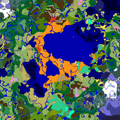 Predicted biome map of Java 26.3 seed 5766858507625471771 around estimated spawn