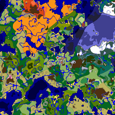 Predicted biome map of Java 26.3 seed -4669274285208645787 around estimated spawn