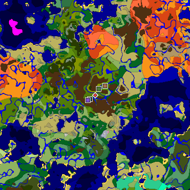 Predicted biome map of Java 26.3 seed 6144234035862292346 around estimated spawn