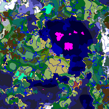Predicted biome map of Java 26.3 seed -5111760828584903601 around estimated spawn