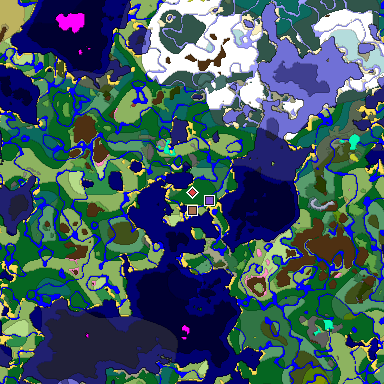 Predicted biome map of Java 26.3 seed 6657787416800478209 around estimated spawn