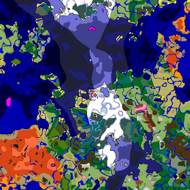 Predicted biome map of Java 26.3 seed 2207202663615991603 around estimated spawn