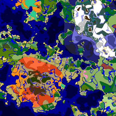 Predicted biome map of Java 26.3 seed 4914859838407670456 around estimated spawn