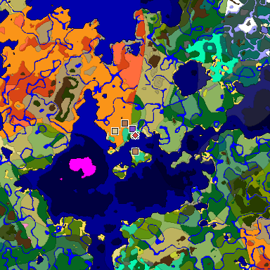 Predicted biome map of Java 26.3 seed -9178509704937708271 around estimated spawn