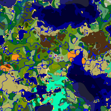 Predicted biome map of Java 26.3 seed 3570461758931172246 around estimated spawn