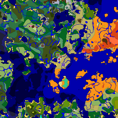 Predicted biome map of Java 26.3 seed -5938580430911286248 around estimated spawn