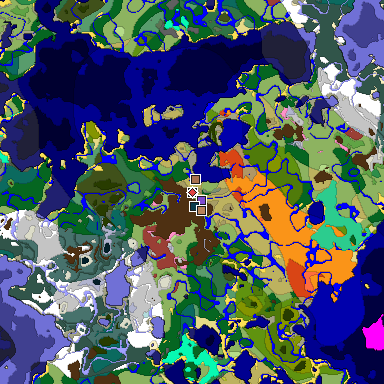 Predicted biome map of Java 26.3 seed 5467449324229224248 around estimated spawn