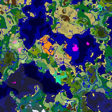 Predicted biome map of Java 26.3 seed -7509173516936429674 around estimated spawn