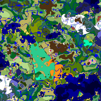 Predicted biome map of Java 26.3 seed 7759694366765767039 around estimated spawn
