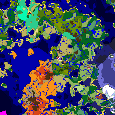 Predicted biome map of Java 26.3 seed -1983235157215861917 around estimated spawn