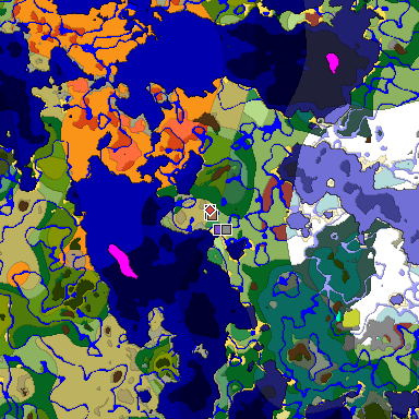 Predicted biome map of Java 26.3 seed -3249330146116274823 around estimated spawn