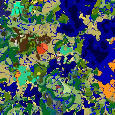 Predicted biome map of Java 26.3 seed -6113080331307122715 around estimated spawn